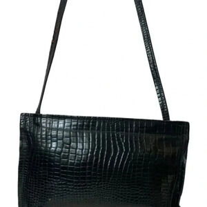 Vintage Alligator Embossed Leather Envelope Crossbody Purse Clutch Handbag